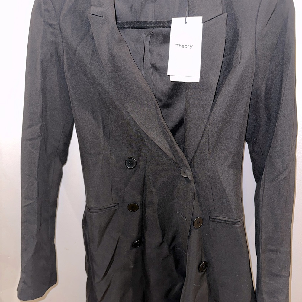 theory long sleeve button dress. black size 0 new with tags
